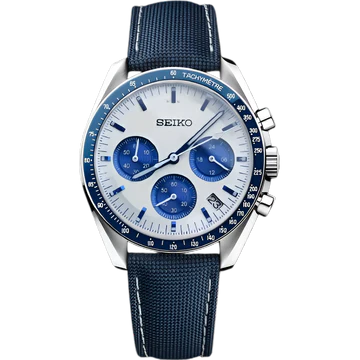 Seiko Mod Speedmaster Azul y plateado correa nylon